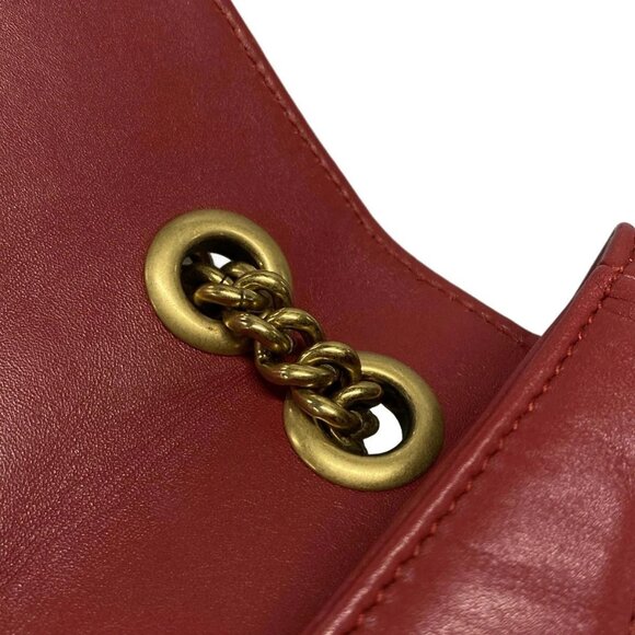 Auth GUCCI GG Marmont Quilting Small Shoulder Bag 443497 Red Leather - Picture 11 of 16
